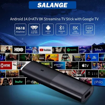 Salange TV Stick Android 14.0 P98 2G RAM 16G ROM BT 5.0 Smart TVStick 4K Media Player 2 USB 3.0 Ports HDMI 2.0 kompatibel