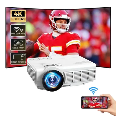 TAIDU Portable LED Projector 4k 1920*1080P HD Resolution Intelligent Control 5G WiFi BT5.0 Home