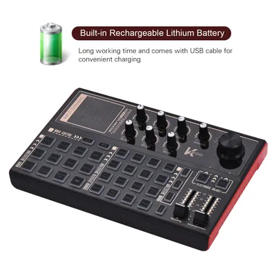 SK300 Live Sound Card External Voice Changer Audio Mixer Built-in Rechargeable Battery Multiple