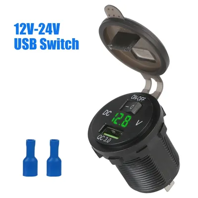 Quick Charge QC 3.0 Car USB Charger Power Adapter Outlet With switch for Auto Marine Motorcycle