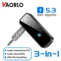 Nuovo trasmettitore ricevitore Bluetooth 5.3 adattatore audio wireless stereo HIFI con microfono HD da 3,5 mm AUX per musica audio per auto vivavoce