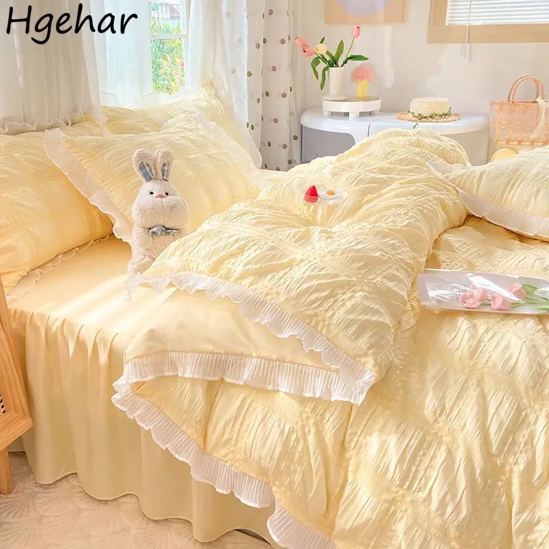 Duvet Cover Sweet Princess Comfortable Household Skin-friendly Dormitory Students Korean Fashion Breathable Textile Bedroom Ins