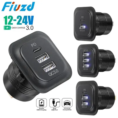 DIY 12v/24V motorcycle car socket charger 3 Port Socket Outlet Cigarette Lighter fast charging for Car Boat Marine RV Motorcycle
