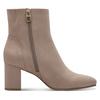 Stiefelette MARCO TOZZI BY GMK, Damen, Gr. 38, grau (taupe), Textil, unifarben, Veloursleder, elegant, Schuhe, Blockabsatz, Abendschuh, Businessschuh, Feel Me-Ausstattung