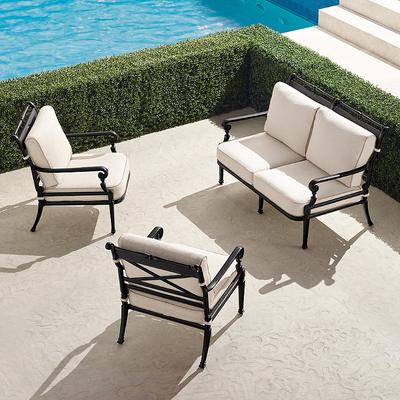Carlisle 3-pc. Loveseat Set in Onyx Aluminum - Quick Dry, Dune - Frontgate
