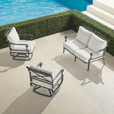 Carlisle 3-pc. Loveseat Swivel Set In Slate Aluminum - Quick Dry, Garnet - Frontgate