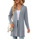 Cardigans For Women Uk,Women'S Long Cable Knitted Cardigans Coat Solid Jacquard Sweaters Cardigan Casual Long Sleeve Button Open Front Cardigan Fall Elegant Soft Knit Outerwear Jacket,Light Grey,M