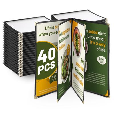 WeChef 40 Pack Restaurant Menu Covers 8.5 x 11inch Book Style 4 Pages 8 Views - One-size