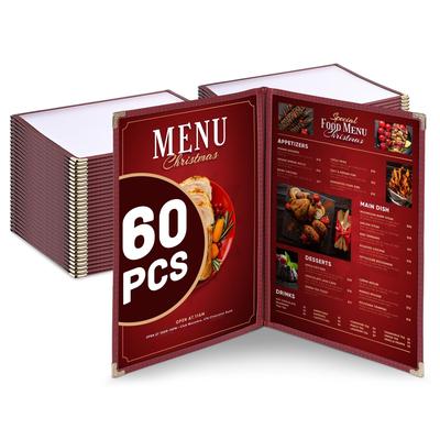 WeChef 60 Pack Restaurant Menu Covers Burgundy 8.5x11