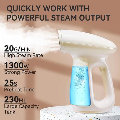 TEMU Bear Steamer For Clothes, Handheld Clothes Steamer, 1300w Strong Power Garment Steamer With 230ml Tank, Fast Heat-up, Auto-off, Steam Iron Fabric Wrinkle Remover With Brush For Home And Travel