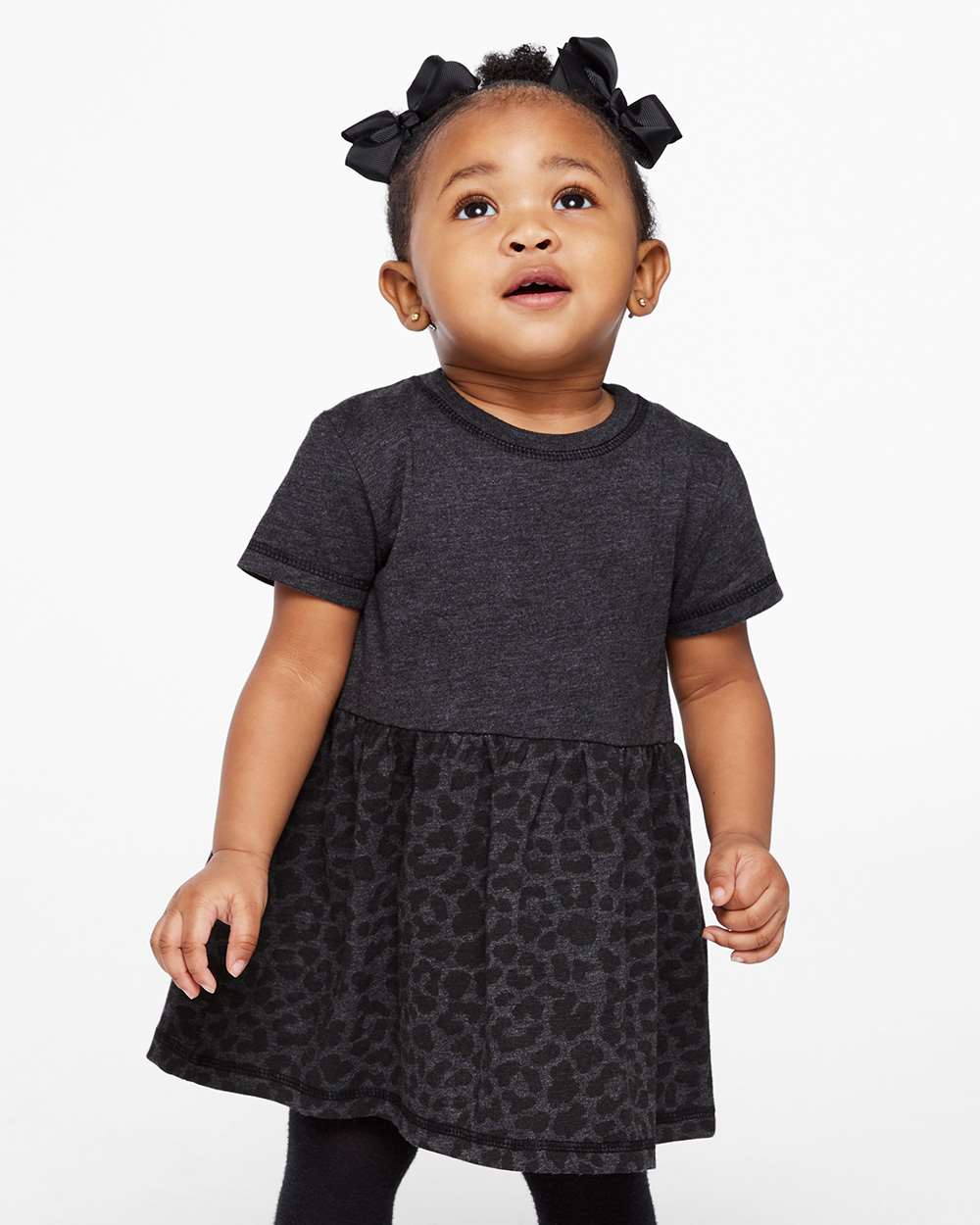 Rabbit Skins RS5330 Infant Fine Jersey Dress Top in Vintage Smoke/Black Leopard size 12M | Cotton 5330