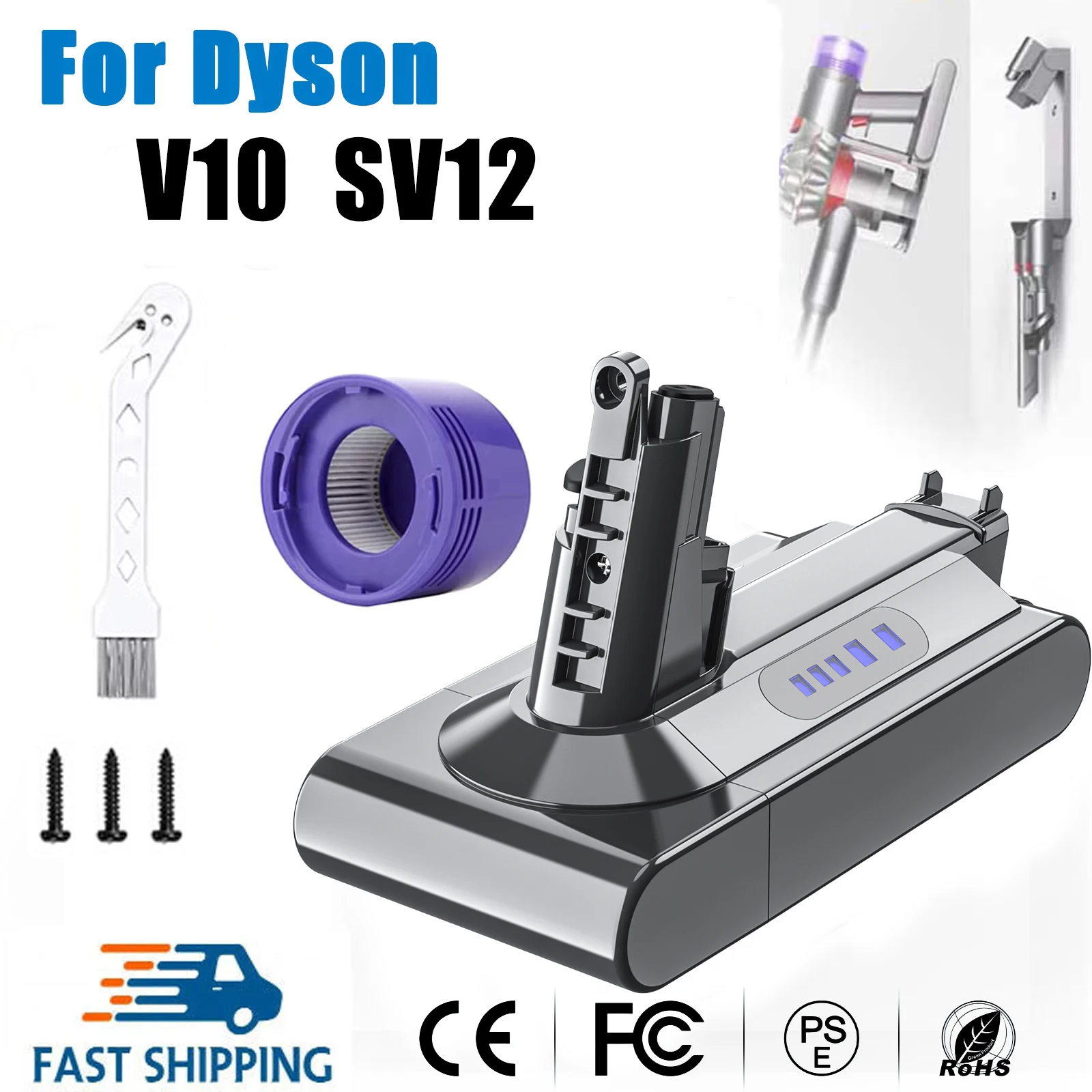 Für Dyson V10 Ersatzbatterie Lithium-Ionen 25,2 V 6000 mA Reiniger SV12 Batterie Staubsauger Handstaubsauger Dyson V10 Batterie Image