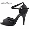 Evkoodance Schwarz PU Mit Schwarz Shinny Größe US 4-12 Absatzhöhe 8,5 cm Zapatos De Baile Professionelle Schuhe DIY Frauen Evkoo530 Schuh