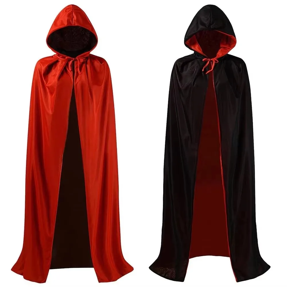 Halloween Frauen Männer Kleidung Cosplay Kostüm Erwachsene Kinder Stehen Kragen Cape Schwarz Rot Reversible Kappe Vampir Cape Halloween Party Image