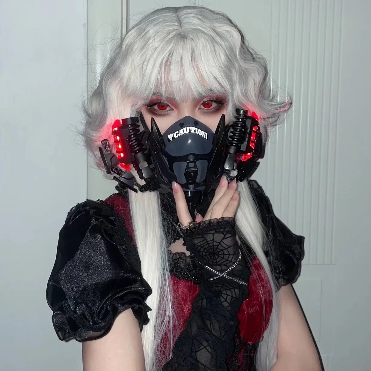 Cyber punkss Maske Punk mechanische Funktion Cosplay Masken HD-Maske hinzufügen Lichter Cosplay für Spiele Dress Up Bar Licht für Frauen Image