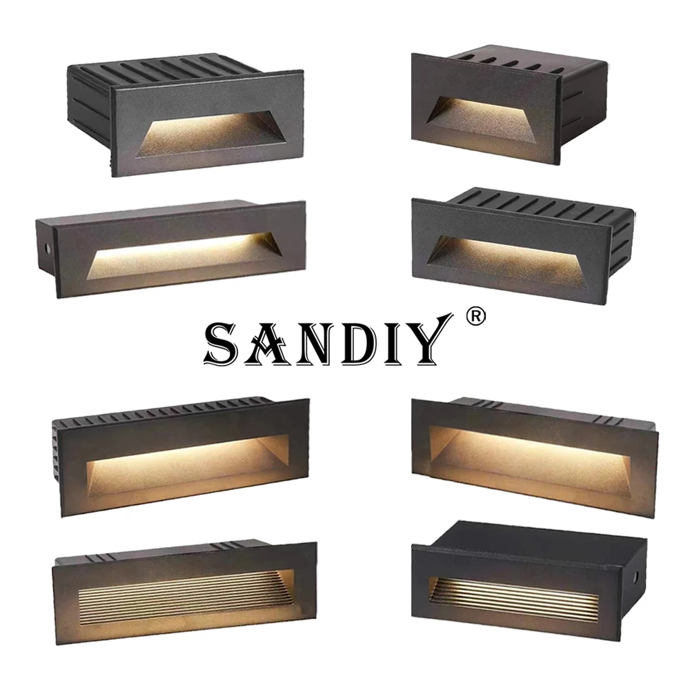 SANDIY Außen Treppe Licht wasserdicht Wandleuchte Außen Schritt Beleuchtung 12v 220v Balkon Nachtlichter für Zaun Tor Terrasse Beleuchtung 110v Yard Street Sconce Lampen 3w 6w 10w Einbauleuchte aus
