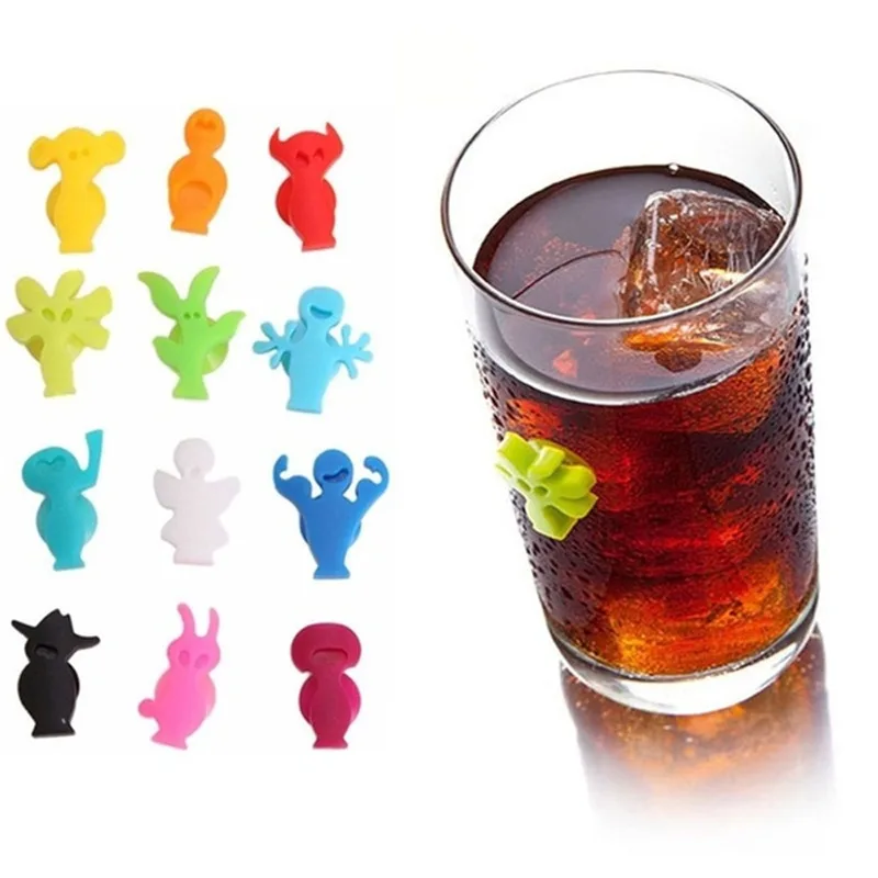 6/12pcs Party gewidmet Tier Saugnapf Weinglas Silikon Etikett Silikon Weingläser Erkennungs marker Tee Zubehör Image