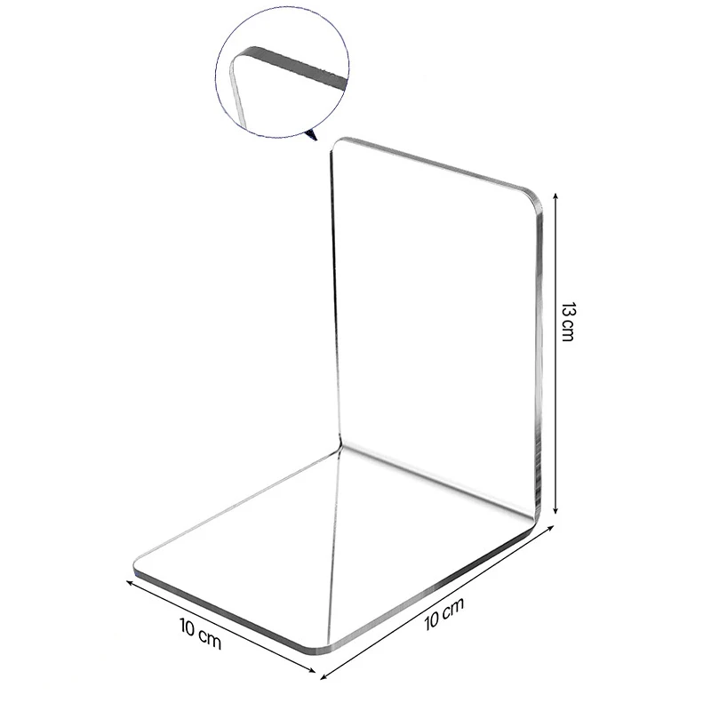 1PC Transparent Acryl Buchstützen Stehen Bücherregal Desktop Dekorative Lagerung Rack Buchstütze Buch Halter Schule Schreibwaren Image
