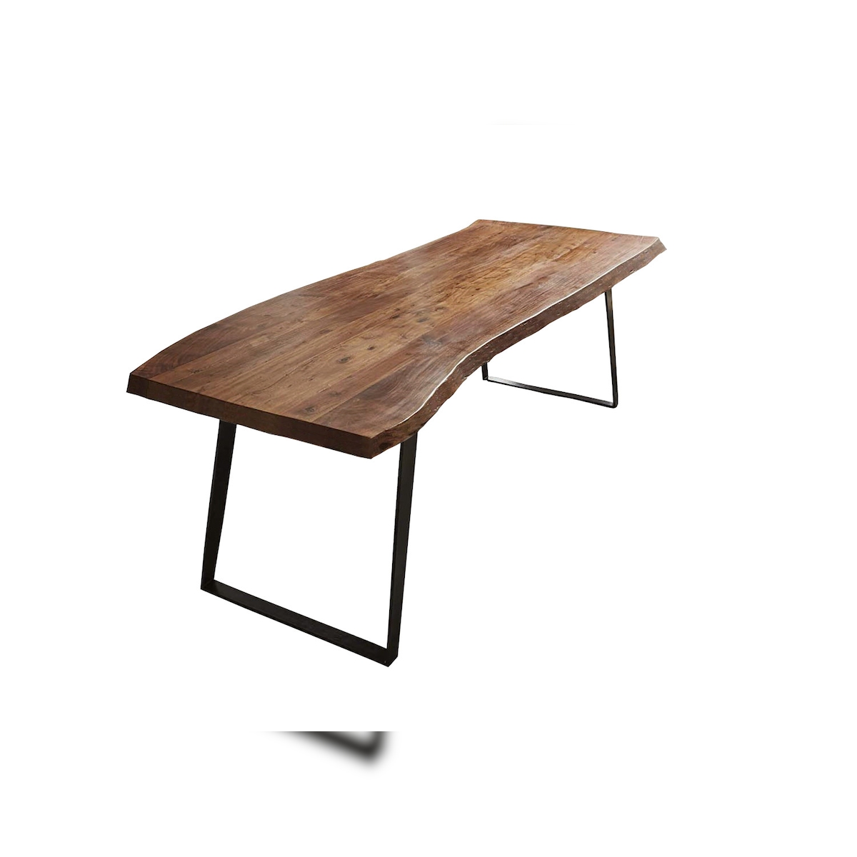 Esstisch Baumkante Akazie nussbaum 300 x 100 schräges U-Gestell schwarz HALMSTAD Image