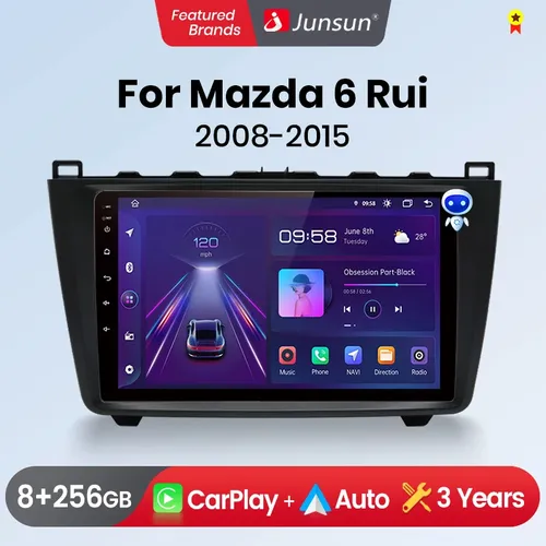Junsun CarPlay Android Auto Car Radio for Mazda 6 Rui GH 2008-2015 GPS Intelligent Systems Stereo Multimedia Autoradio