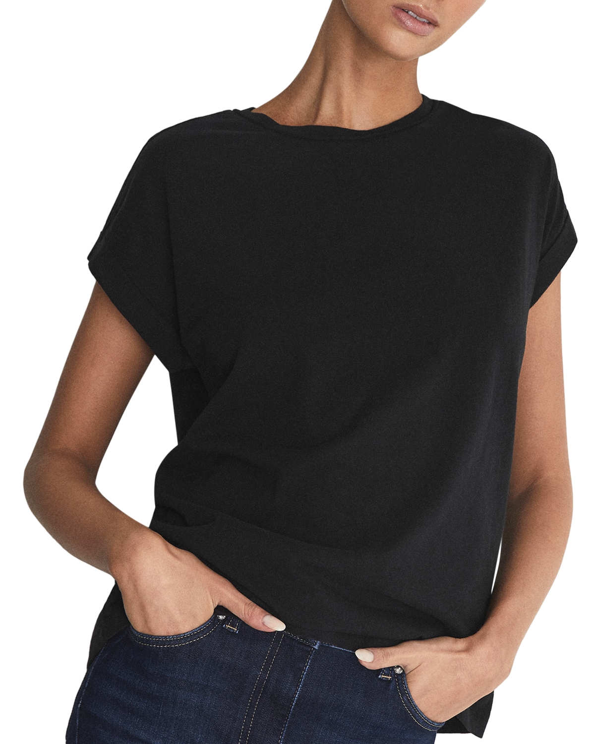 Reiss Tereza Crewneck Tee - Black