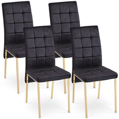 Velvet High Back Dining Chair Modern Dining Chair Ergonomic Dining Chairs High Back Dovetail Chairs with Black Legs for Kitchen