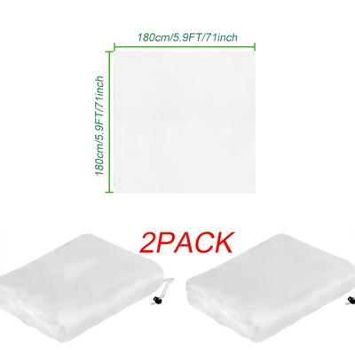 TEMU 2pcs Large Garden Netting Bags With Zipper & Drawstring - Insect & For Fruit Trees, Vegetables, Bushes & Flowers - Durable Pe Material, White Image
