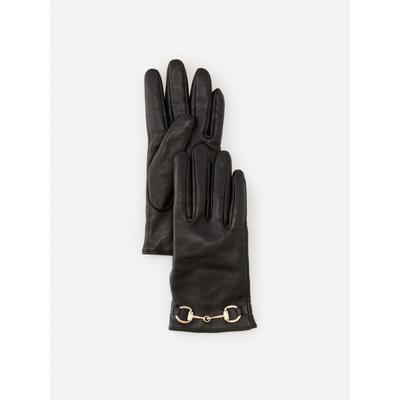 J.McLaughlin Women's Corvara Leather Gloves Black, Size Large | Cashmere/Wool/Leather