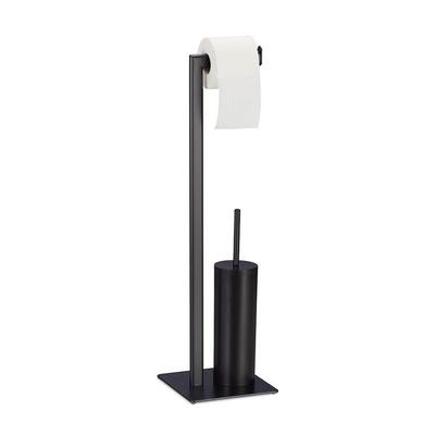 relaxdays 2-in-1 WC-Garnitur mit Bürstenhalter rund, 20x72.5 cm