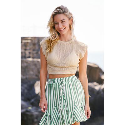 Khaki Round Neck Cropped Jumper Vest