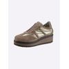 Schnürschuh HEINE, Damen, Gr. 37, grau (taupe), Leder, Rindsleder, Veloursleder, Synthetik, modisch, Schuhe