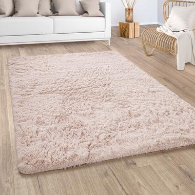 Hochflor-Teppich PACO HOME "Silky 591", beige (creme), B:160cm H:37mm L:220cm, Polyester, Teppiche, Uni-Farben, besonders weich und kuschelig Image