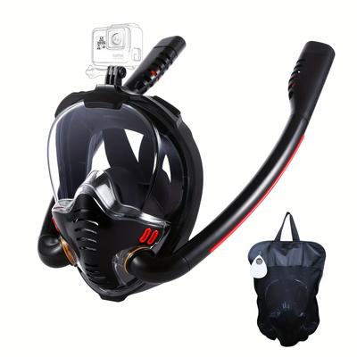 TEMU Full Face Snorkel Mask, 180 Degree Panoramic Hd View Snorkeling Mask, Anti-leak Dry Top Set For Adults