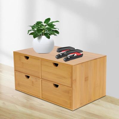 Schreibtischorganizer Bambus Schubladen Office Aufbewahrungsbox mit 4 Schubladen Image