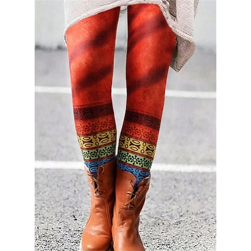 Damen Normal Strumpfhosen Leggings Gemütliche Leggings Mode Designer Stumpfhosen Volle Länge Mittlere Taille Grafik Katze Blume / Blumenmuster Druck Po-Lifting Komfort Bauchkontrolle Hohe Elastizität Image