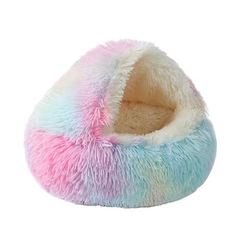 Katzenplüschbett, beruhigendes Donut-Hundebett Katzenbett, angstlösendes, waschbares rundes Bett, flauschiges Hundekuschelbett, gemütliches Hunde-Katzenkissenbett für kleine Welpen Image