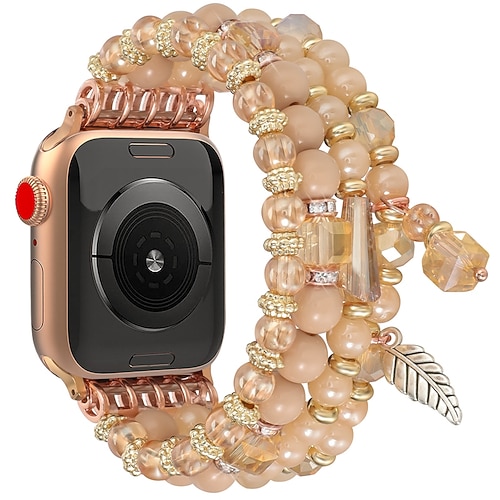 Sportarmband Kompatibel mit Apple Watch Armband 38mm 40mm 41mm 42mm 44mm 45mm 49mm Perlenbesetzt Verstellbar Atmungsaktiv Glasperlen Ersatzarmband für iwatch Ultra 2 Series 9 8 7 SE 6 5 4 3 2 1 Image