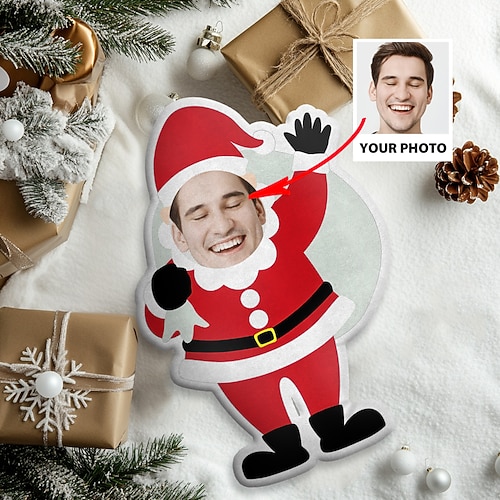 unregelmäßige Weihnachtskissenamp;Kissen personalisiertes Geschenk Foto Schneemann, Weihnachtsmann, individuelle Geschenkideen in verschiedenen Größen mit Einlage Image