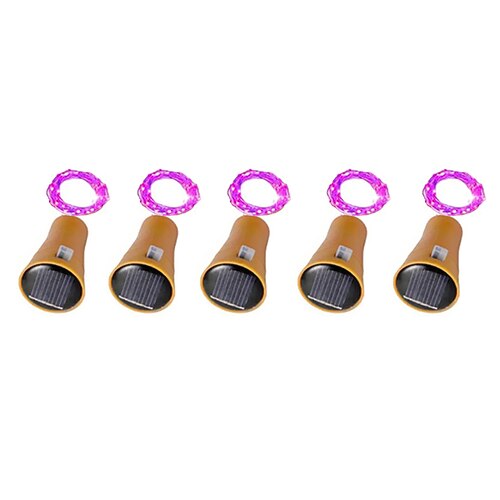 2M Solar Lichterkette 20 LEDs Weinflasche Lichterkette warmweiß RGB und wasserdicht für Hochzeit Dekorationen 5 Stück Set Image