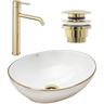 Set de vasque sofia gold edge + robinet de lavabo lungo gold haut + bonde gold