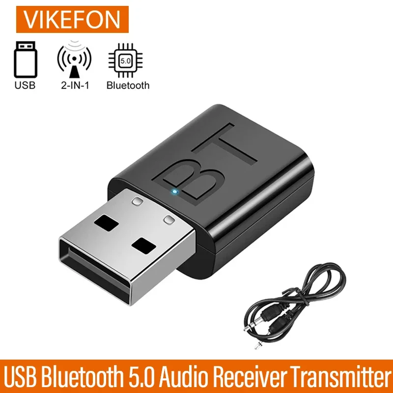 Trasmettitore ricevitore Bluetooth USB 2 in 1 Adattatore audio Bluetooth 5.0 per auto TV Computer Convertitore Bluetooth wireless Plug and Play
