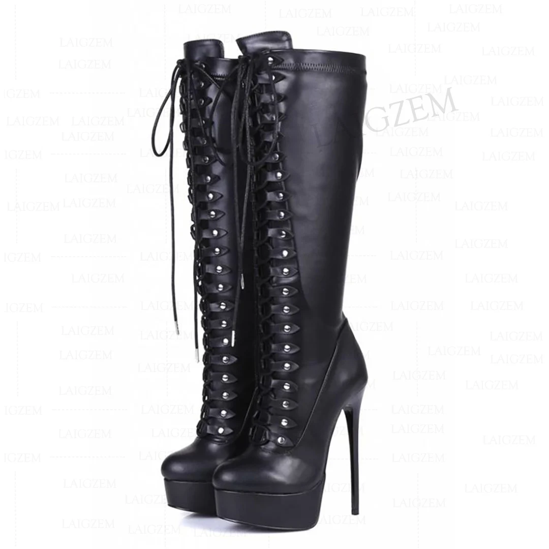 BERZIMER Frauen Knie High Heels Stiefel Full Zip Up Stiletto Heels Stiefel Handgemachte Damen Schuhe Frau Handmade Big Size 41 42 45 52