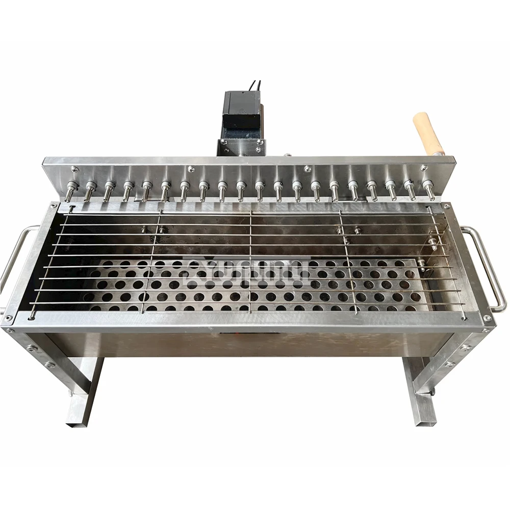 Automatische Flip Barbecue Herd Camping rotierende Grill maschine im Freien Churra squeira Barbe kü Mangal Image
