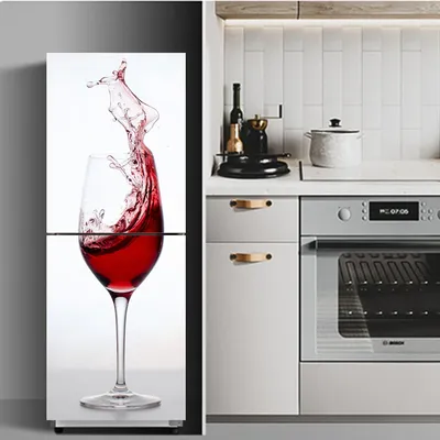 Kühlschrank Aufkleber Tür Abdeckung Rotwein Schrank 3D Selbst Klebe Film Tür Vinyl Kühlschrank Abdeckung Aufkleber Tapete Aufkleber PVC Kunst Image