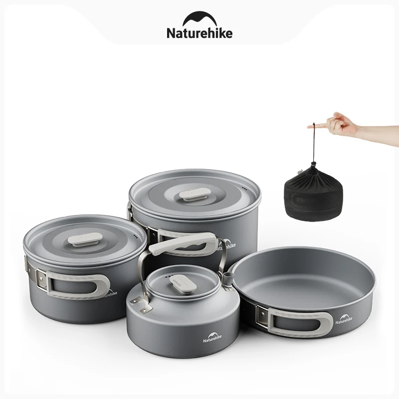 Naturehike Camping Topf Set 4-7 Personen Aluminium Legierung Kochgeschirr Topf Set Tragbare Outdoor Picknick Geschirr Camping Kochgeschirr Kit Image