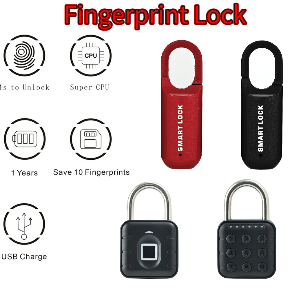 Mini Finger abdruck Vorhänge schloss USB Keyless Gepäcks chloss elektronisches Schloss Smart biometrische Finger abdruck Türschloss schnell entsperren für die Reise Image