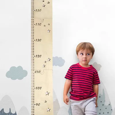 Nordic Holz Kinder Höhe Wachstum Diagramm Lineal Baby Kinder Höhe Gauge Raum Dekoration Wand Meter Image