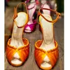 Orange gewebte Kreuz sandalen mit Absätzen Frauen Marke Peep Toe High Heels Bankett Party Sandale Frauen Sommer süße elegante Schuhe