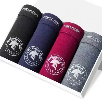 4 Stücke Boxershorts männer Unterwäsche Sexy Höschen Baumwolle Boxer Mann Unterhose Männliche Shorts Homme U Konvexen Dessous Plus Größe 8019 Image