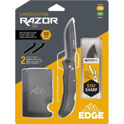 Outdoor Edge Limited Edition Razor Folding Knife with Wallet Set - Black